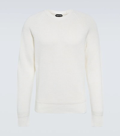 Shop Tom Ford Wool And Silk Sweater In Nat Sld