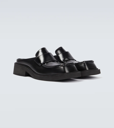 Shop Balenciaga Inspector Leather Loafer Mules In Black