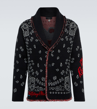 Shop Alanui Bandana Jacquard-knitted Cardigan In Black Mult
