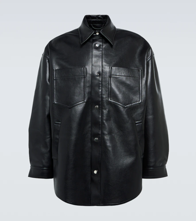 Shop Nanushka Martin Faux-leather Shirt Jacket In Black