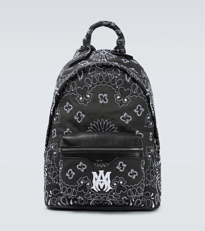 Shop Amiri Printed Canvas Backpack In Black