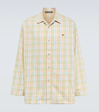 Shop Acne Studios Checked Long-sleeved Shirt In Orange/beige