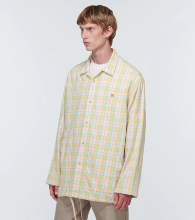 Shop Acne Studios Checked Long-sleeved Shirt In Orange/beige