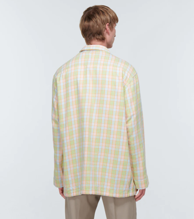 Shop Acne Studios Checked Long-sleeved Shirt In Orange/beige