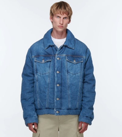 Shop Loewe Padded Denim Jacket In Indigo Blue