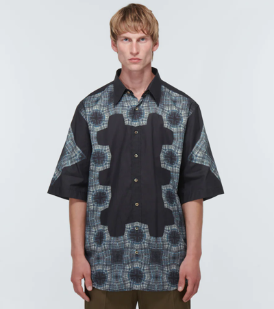 Shop Acne Studios Checked Cotton Shirt In Blue