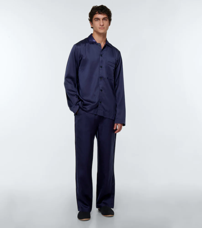 Shop Cdlp Pajama Pants In Navy Blue