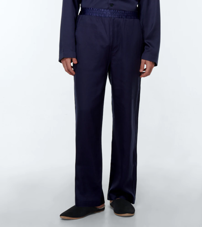Shop Cdlp Pajama Pants In Navy Blue