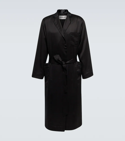 Shop Cdlp Satin Robe In Black