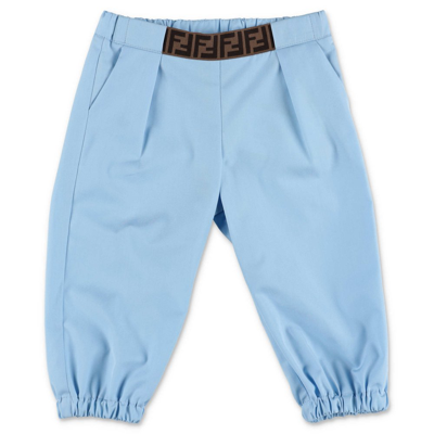 Shop Fendi Kids Logo Detailed Track Pants In Blue
