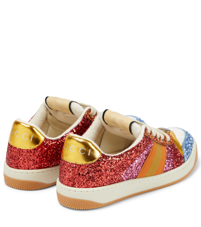Shop Gucci Lovelight Screener Glitter Sneakers In Cie/l.pow.pi/or.ve/l