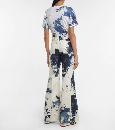 Chloé Tie-dye Linen Flared Pants In Multicoloured
