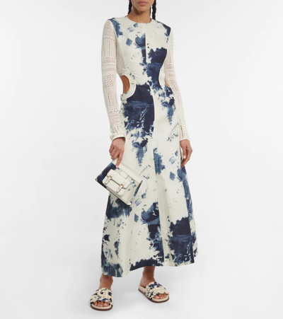 Shop Chloé Tie-dye Cutout Midi Dress In Multicoloured