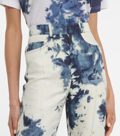 Chloé Tie-dye Linen Flared Pants In Multicoloured