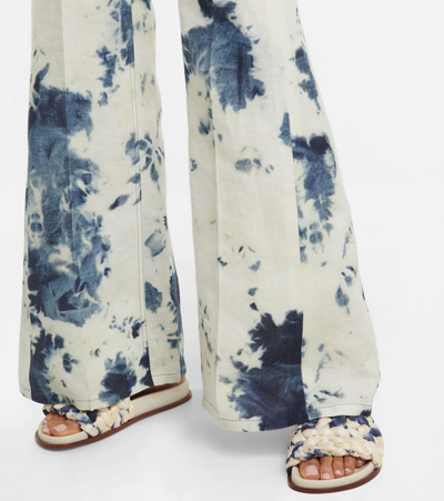 Shop Chloé Tie-dye Linen Flared Pants In Multicoloured
