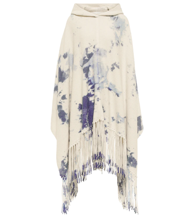 Shop Chloé Tie-dye Cashmere Hooded Poncho In Multicoloured