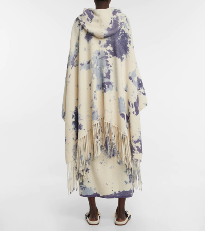 Shop Chloé Tie-dye Cashmere Hooded Poncho In Multicoloured