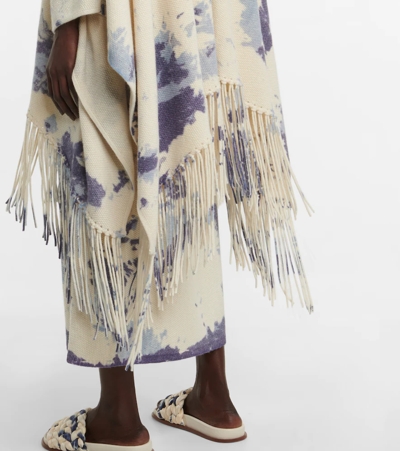 Shop Chloé Tie-dye Cashmere Hooded Poncho In Multicoloured