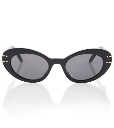 Shop Dior Signature B3u Sunglasses In Shiny Black / Smoke