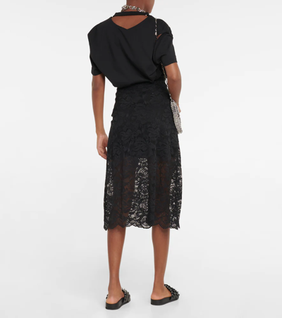 Shop Rabanne Lace Midi Skirt In Black