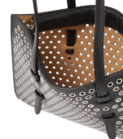 Shop Alaïa Mina Small Perforated Leather Tote Bag In Noir