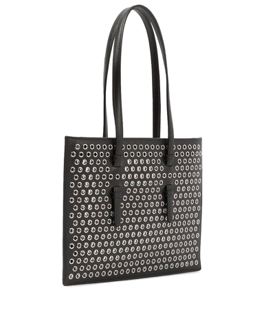 Shop Alaïa Mina Small Perforated Leather Tote Bag In Noir
