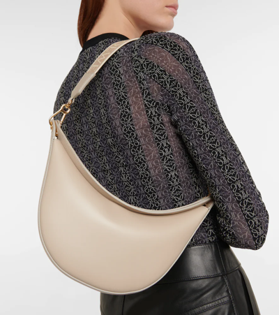 Shop Loewe Luna Small Leather Shoulder Bag In Light Oat