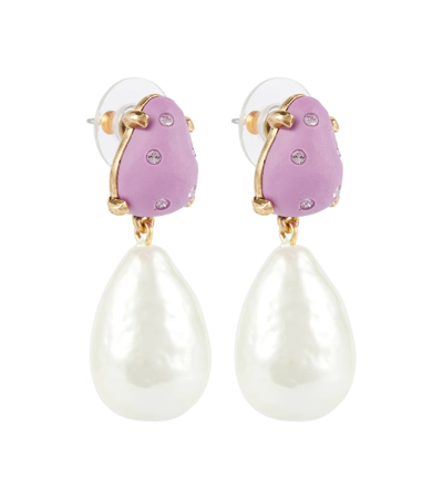 Shop Oscar De La Renta Faux Pearl Drop Earrings In Lilac