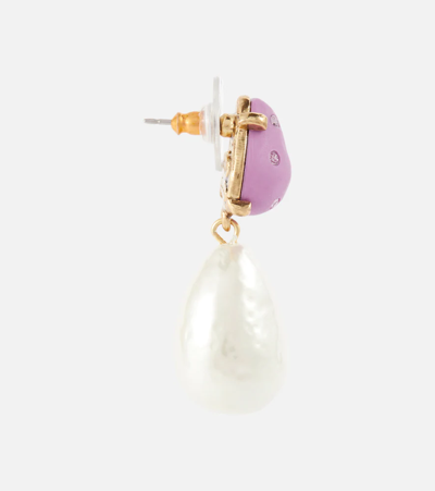 Shop Oscar De La Renta Faux Pearl Drop Earrings In Lilac