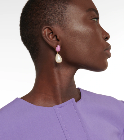 Shop Oscar De La Renta Faux Pearl Drop Earrings In Lilac