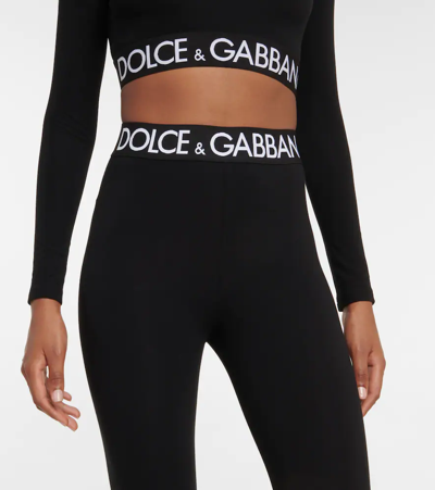 Dolce & Gabbana Dolce Elstic Waist Logo Cttn Leggings Bl In Nero