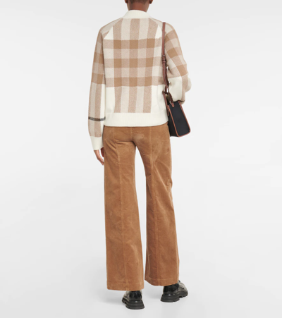 Shop Burberry Checked Wool And Cashmere Jacket In Beige
