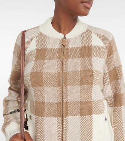 Shop Burberry Checked Wool And Cashmere Jacket In Beige