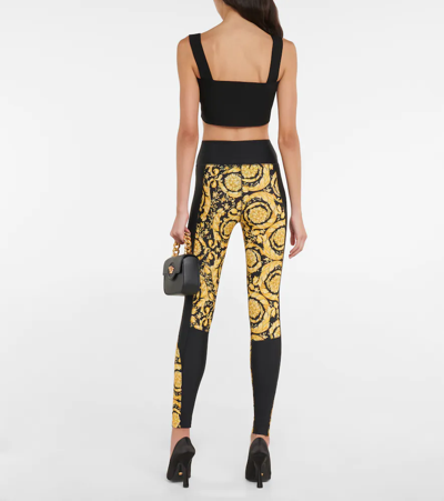 Versace Barocco Print High-waisted Leggings In Black