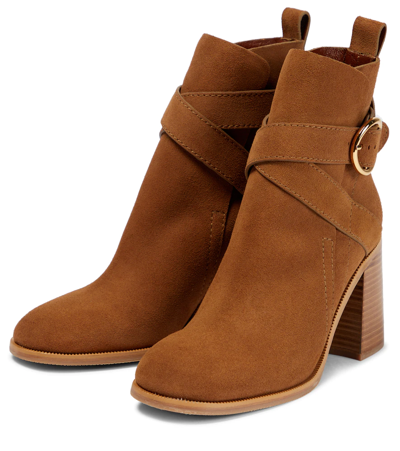 Shop See By Chloé Lyna Suede Ankle Boots In Tabacco