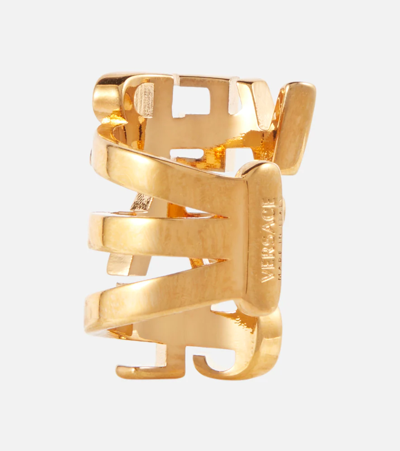 Shop Versace Logo Single Ear Cuff In  Gold
