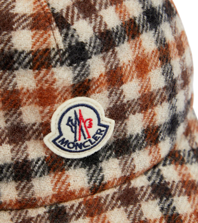 Shop Moncler Checked Virgin Wool Baseball Cap In Multicoloured