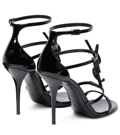 Shop Saint Laurent Cassandra 100 Patent Leather Sandals In Black