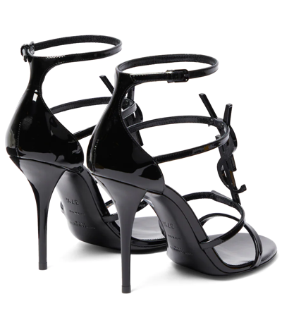 Saint Laurent Cassandra Ysl Patent Leather Sandals In Animal Print
