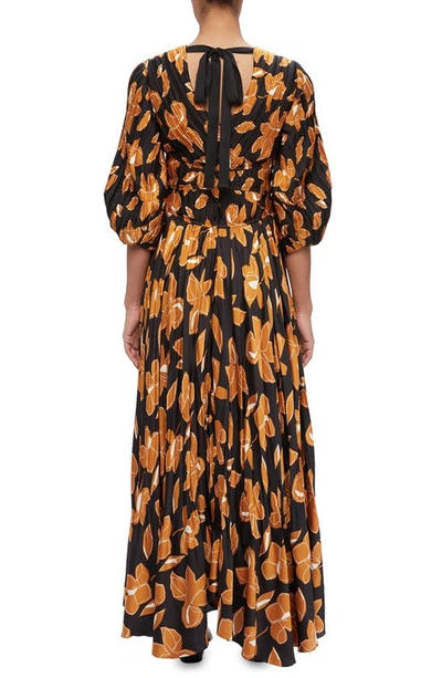 Shop Jonathan Simkhai Ames Floral Pleated Maxi Dress In Black Print