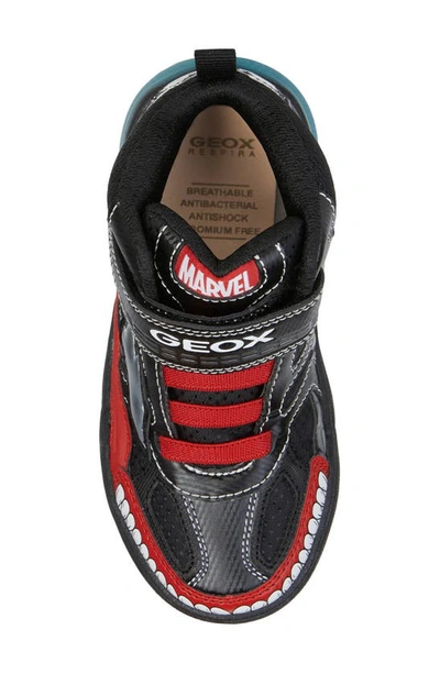 Shop Geox X Marvel Grayjay Light-up Sneaker In Black/ Red