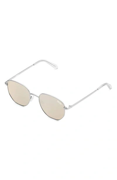 Shop Quay Big Time 47mm Polarized Round Sunglasses In Silver / Gold Polarized