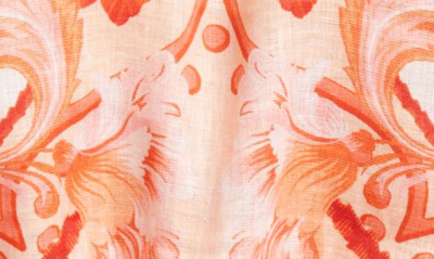 Shop Zimmermann Lyre Palm Print Crop Linen Blouse In Red Palm
