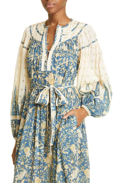Shop Ulla Johnson Kemala Long Sleeve Maxi Dress In Lanai