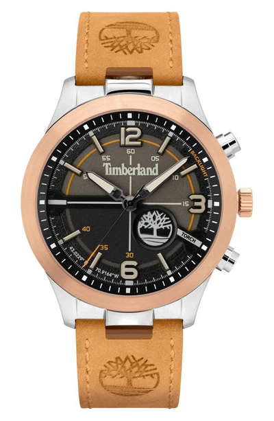 Shop Timberland Sullivan Leather Strap Watch, 44mm In Wheat
