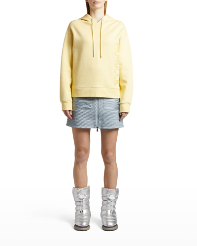 Shop Moncler Tonal Logo Hoodie Sweater In Pastel Yellow