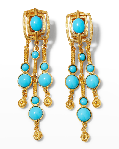 Shop Ben-amun Gold And Stone Clip-on Earrings In Blue