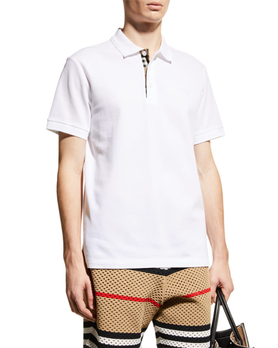Shop Burberry Men's Eddie Tb Polo Shirt In White