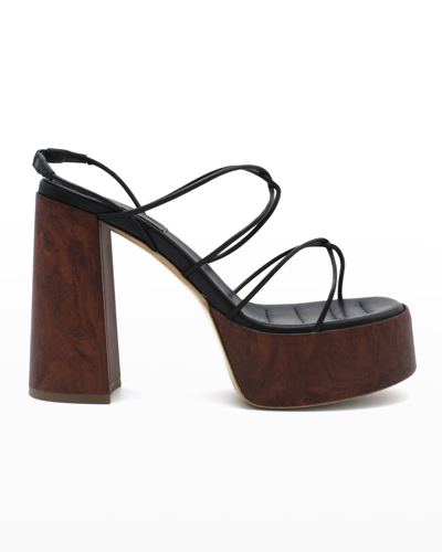 Shop Gia/rhw Rosie Leather Strappy Platform Sandals In Black