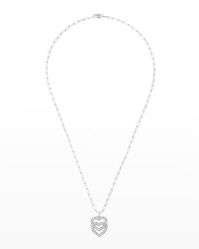 Shop Dinh Van White Gold Diamond Double Coeur Pendant Necklace